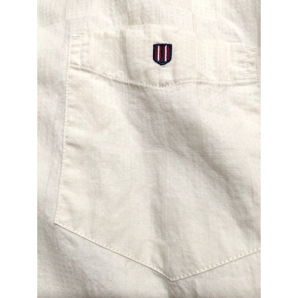 OTTO Men Sz: XL 44cm Trim Fit Short Sleeve Shirt Cream/Ivory Geometric Button Up - Picture 8 of 14
